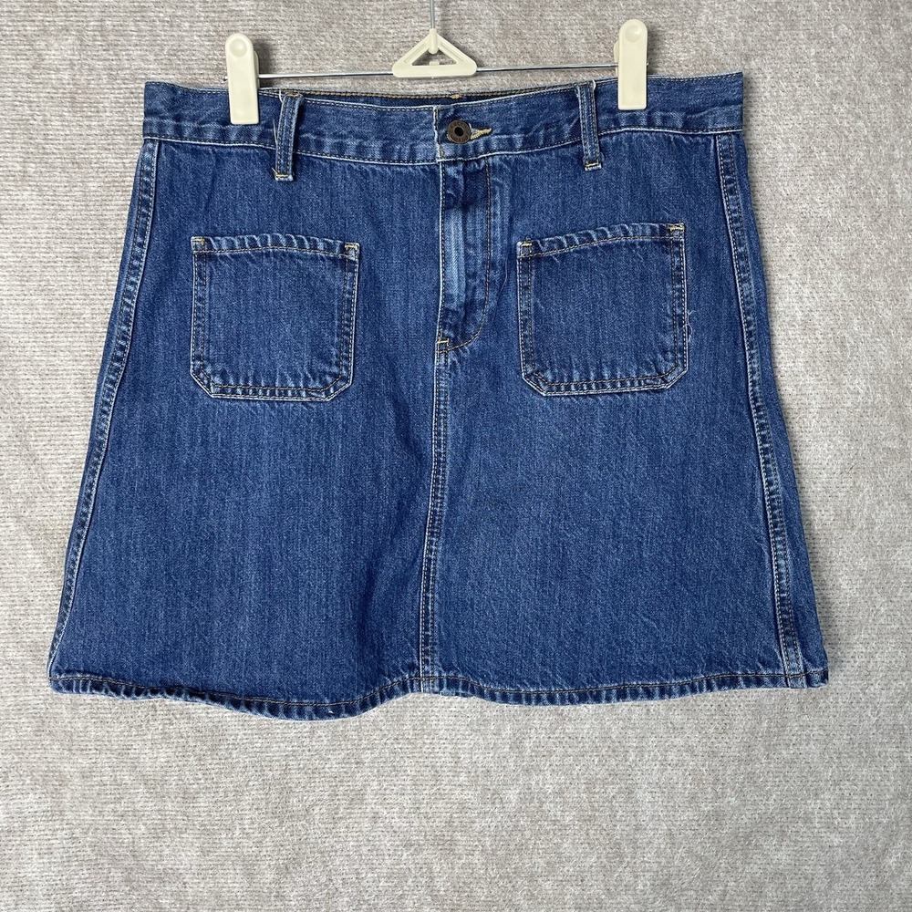 Lucky Brand Denim Skirt Womens Size 10/30 Blue Jean Front Patch Pockets Casual